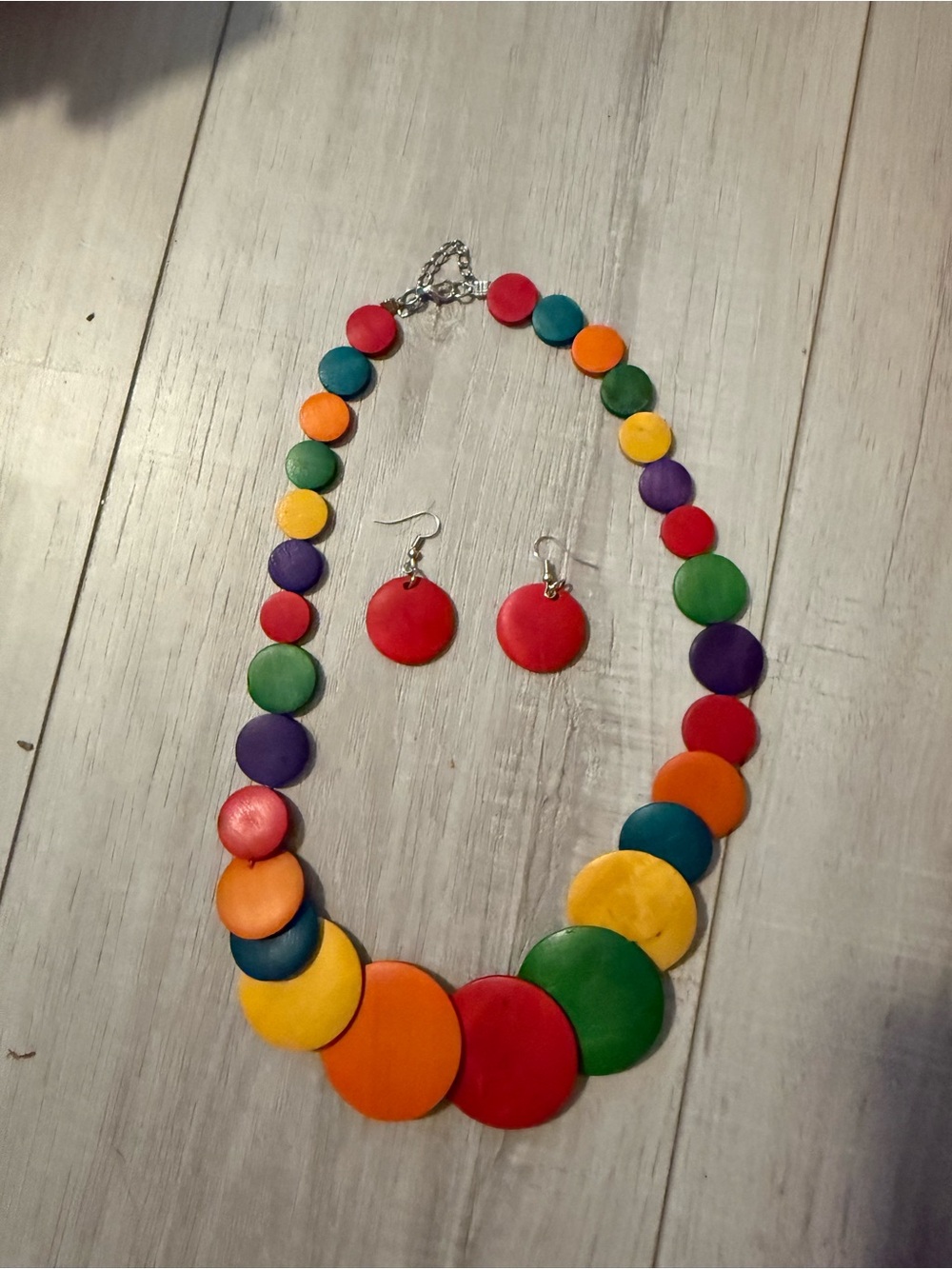Multicolor Disc Necklace and Earrings Set - Women Jewelry